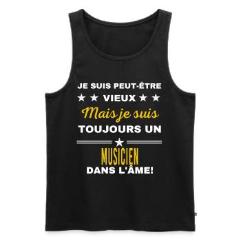 Je suis peut-être vieux MUSICIEN - Débardeur bio Premium Homme - noir - Devant - Michal (187cm)