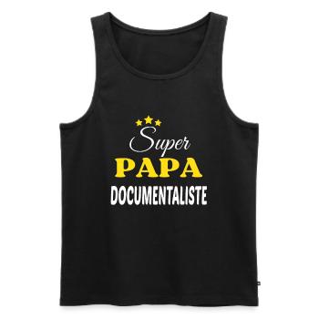 Super Papa DOCUMENTALISTE ANNIVERSAIRE - Débardeur bio Premium Homme - noir - Devant - AI Model Male 178 light (178cm)