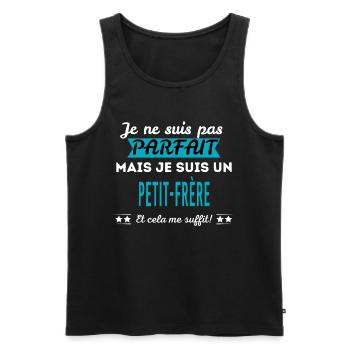 Je ne suis pas parfait PETIT-FRÈRE - Débardeur bio Premium Homme - noir - Devant - Michal (187cm)