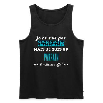 Je ne suis pas parfait PARRAIN - Débardeur bio Premium Homme - noir - Devant - Michal (187cm)