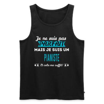 Je ne suis pas parfait PIANISTE - Débardeur bio Premium Homme - noir - Devant - Michal (187cm)