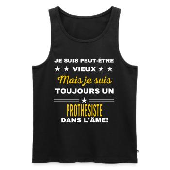 Je suis peut-être vieux PROTHESISTE - Débardeur bio Premium Homme - noir - Devant - Michal (187cm)