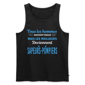 tous les hommes naissent égaux Sapeurs-pompiers - Débardeur bio Premium Homme - noir - Devant - Michal (187cm)