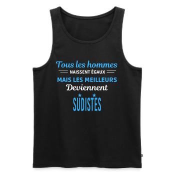 tous les hommes naissent égaux Sudistes - Débardeur bio Premium Homme - noir - Devant - Michal (187cm)
