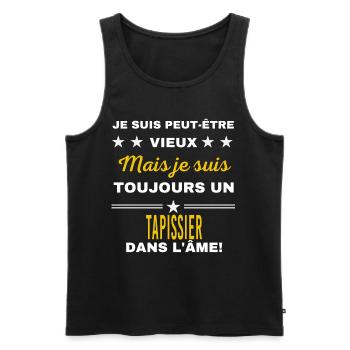 Je suis peut-être vieux TAPISSIER - Débardeur bio Premium Homme - noir - Devant - Michal (187cm)