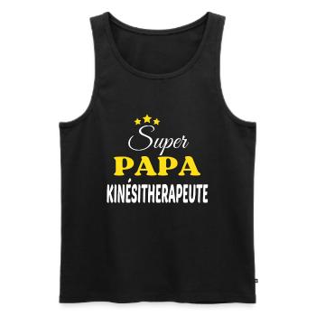 Super Papa KINÉSITHERAPEUTE ANNIVERSAIRE - Débardeur bio Premium Homme - noir - Devant - Michal (187cm)