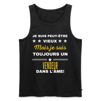 Je suis peut-être vieux VENDEUR - Débardeur bio Premium Homme - noir - Devant - Michal (187cm)