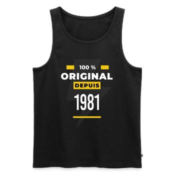 100 % original depuis 1981 CADEAU Anniversaire - Débardeur bio Premium Homme - noir - Devant - Michal (187cm)