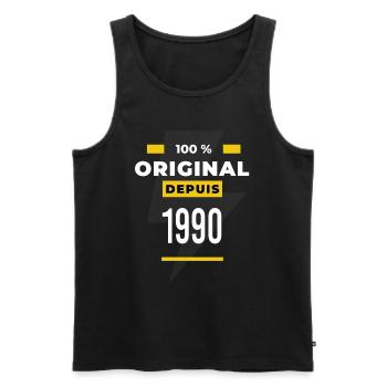 100 % original depuis 1990 CADEAU Anniversaire - Débardeur bio Premium Homme - noir - Devant - AI Model Male 178 light (178cm)