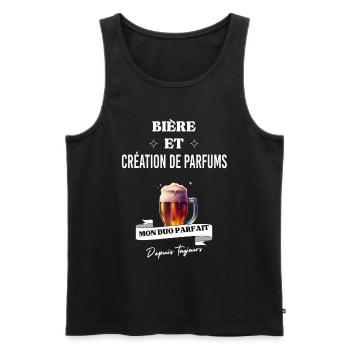 Bière Mon duo parfait depuis création de parfums - Débardeur bio Premium Homme - noir - Devant - Michal (187cm)