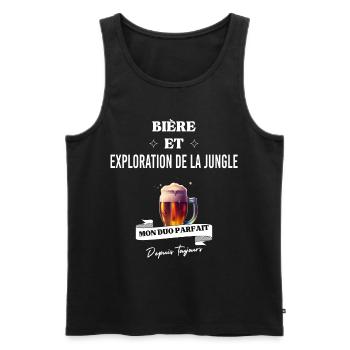 Bière Mon duo parfait et exploration de la jungle - Débardeur bio Premium Homme - noir - Devant - Michal (187cm)