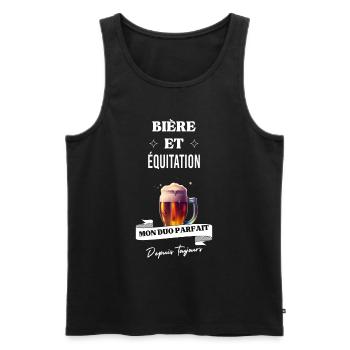 Bière Mon duo parfait depuis toujours équitation - Débardeur bio Premium Homme - noir - Devant - Michal (187cm)