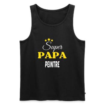 Super Papa PEINTRE ANNIVERSAIRE - Débardeur bio Premium Homme - noir - Devant - AI Model Male 178 light (178cm)