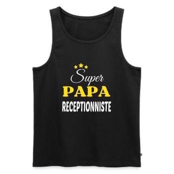 Super Papa RECEPTIONNISTE ANNIVERSAIRE - Débardeur bio Premium Homme - noir - Devant - AI Model Male 178 light (178cm)