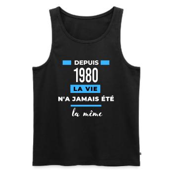 La vie n'a jamais été la même dépuis 1980 - Débardeur bio Premium Homme - noir - Devant - Michal (187cm)
