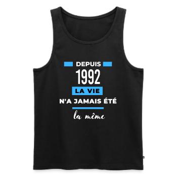 La vie n'a jamais été la même dépuis 1992 - Débardeur bio Premium Homme - noir - Devant - Michal (187cm)