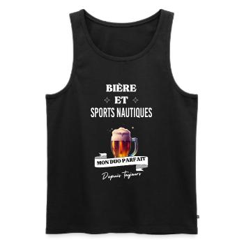 Bière Mon duo parfait toujours sports nautiques - Débardeur bio Premium Homme - noir - Devant - AI Model Male 178 light (178cm)