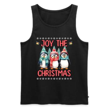 Pingouins de Noël écharpe chapeau arbre de Noël mignon - Débardeur bio Premium Homme - noir - Devant - Michal (187cm)