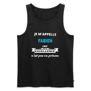 Je m'appelle excellence Fabien - Débardeur bio Premium Homme - noir - Devant - Michal (187cm)