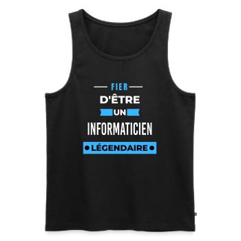 Fier d'être un légendaire INFORMATICIEN HUMOUR - Débardeur bio Premium Homme - noir - Devant - Michal (187cm)
