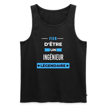 Fier d'être un légendaire INGÉNIEUR HUMOUR - Débardeur bio Premium Homme - noir - Devant - Michal (187cm)