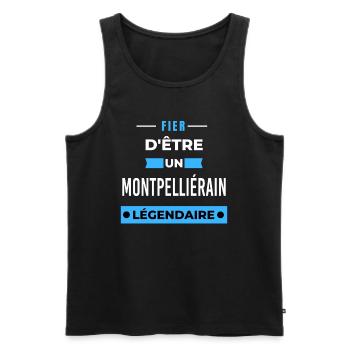 Fier d'être un légendaire MONTPELLIÉRAIN HUMOUR - Débardeur bio Premium Homme - noir - Devant - AI Model Male 178 light (178cm)