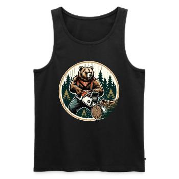 Bûcheron Bear Power et nature en harmonie - Débardeur bio Premium Homme - noir - Devant - Michal (187cm)