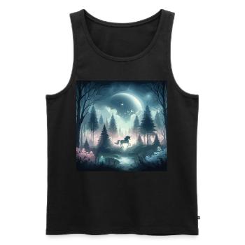 Unicorn in the Enchanted Forest Moonlight Mysticism - Men's Premium Organic Tank Top - black - Front - AI Model Male 178 light (178cm)