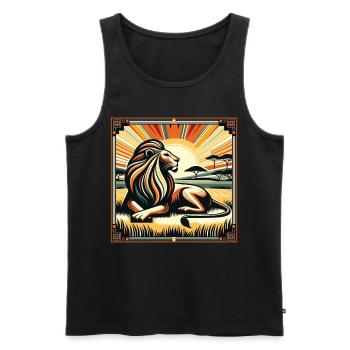 King Savannah Lion Art Deco Style - Men's Premium Organic Tank Top - black - Front - AI Model Male 178 light (178cm)