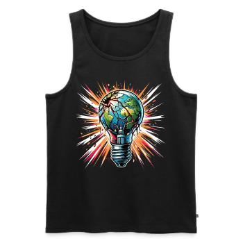 Globale Erwärmung Brennende Erde in der Glühbirne - Männer Premium Bio Tank Top - Schwarz - Vorne - AI Model Male 178 light (178cm)