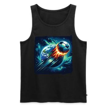 Le football à boule de feu tire dans l’espace - Débardeur bio Premium Homme - noir - Devant - AI Model Male 178 light (178cm)