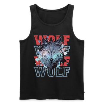 Loup loup tête mystique Nature sauvage sauvage Art - Débardeur bio Premium Homme - noir - Devant - AI Model Male 178 light (178cm)