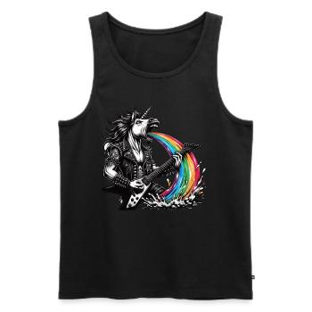 Rocker Heavy Metal Unicorn Pukes Rainbow - Men's Premium Organic Tank Top - black - Front - Michal (187cm)