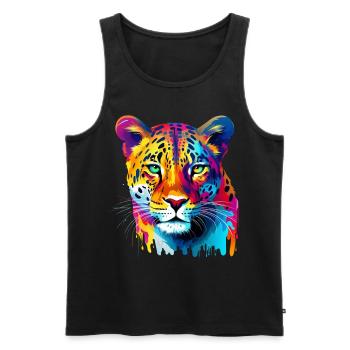 Colorful Leopard Paint Splashes Splashes of Paint - Men's Premium Organic Tank Top - black - Front - AI Model Male 178 light (178cm)