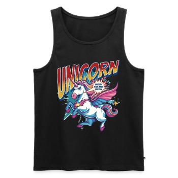 Licorne super-héros superpouvoirs bande dessinée surnaturelle - Débardeur bio Premium Homme - noir - Devant - Michal (187cm)