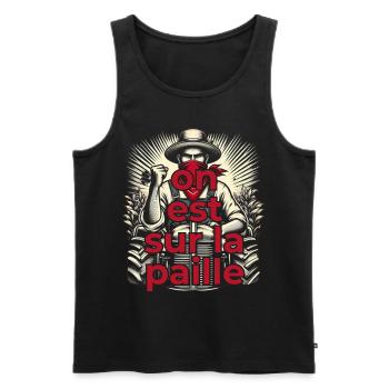 On est sur la paille - Débardeur bio Premium Homme - noir - Devant - Michal (187cm)