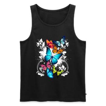 Butterfly Colorful Colorful Beautiful Art Nature - Men's Premium Organic Tank Top - black - Front - Michal (187cm)