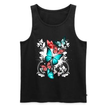 Butterfly Colorful Colorful Beautiful Art Nature - Men's Premium Organic Tank Top - black - Front - Michal (187cm)