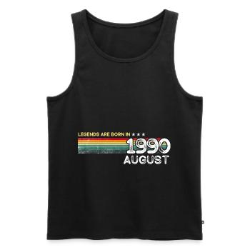 August 1990 Geschenk, geboren 1990, alles Gute zum Geburtstag - Männer Premium Bio Tank Top - Schwarz - Vorne - Michal (187cm)