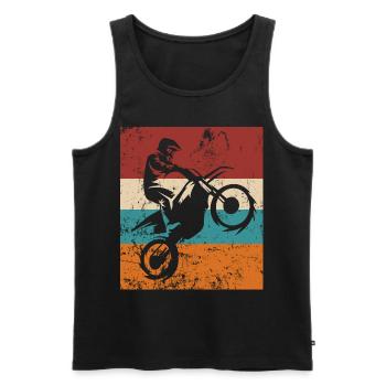 Vintage Motocross Rider Dirtbike Motorcycle Enduro - Men's Premium Organic Tank Top - black - Front - AI Model Male 178 light (178cm)