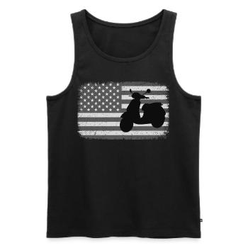Drapeau américain Scooter Rider Scootering Moto - Débardeur bio Premium Homme - noir - Devant - AI Model Male 178 light (178cm)