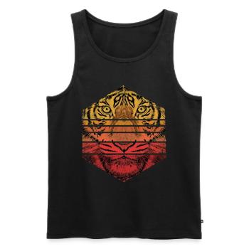 Tiger Animal Predator Wild Wilderness Vintage Retro - Men's Premium Organic Tank Top - black - Front - Michal (187cm)