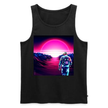 Astronaut Cyber Sunset Pink Gradient - - Men's Premium Organic Tank Top - black - Front - AI Model Male 178 light (178cm)