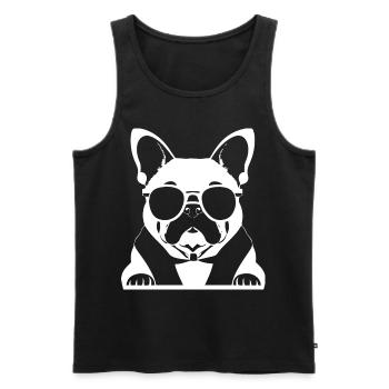 Drôle de bouledogue français avec des lunettes de soleil French Bulld - Débardeur bio Premium Homme - noir - Devant - Michal (187cm)