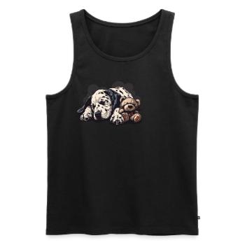 Sleeping Dalmatian with teddy bear - Men's Premium Organic Tank Top - black - Front - AI Model Male 178 light (178cm)