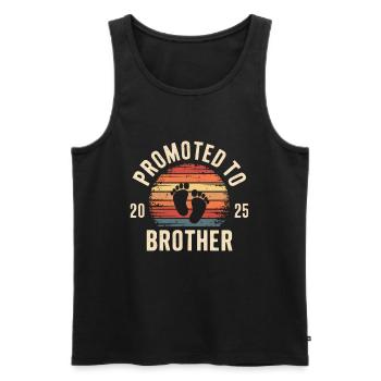 Promoted To Brother 2025 - Men's Premium Organic Tank Top - black - Front - Michal (187cm)