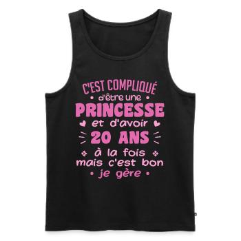 Femme Princesse Anniversaire 20 Ans - Débardeur bio Premium Homme - noir - Devant - Michal (187cm)