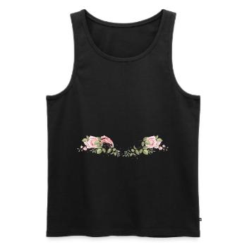 Rose Flowers Leaves - Men's Premium Organic Tank Top - black - Front - AI Model Male 178 light (178cm)
