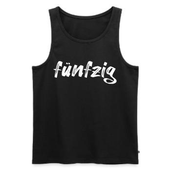fünfzig Schriftzug - Männer Premium Bio Tank Top - Schwarz - Vorne - Michal (187cm)