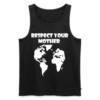 Respektiere deine Mutter Natur | Klimaschutz - Männer Premium Bio Tank Top - Schwarz - Vorne - AI Model Male 178 light (178cm)